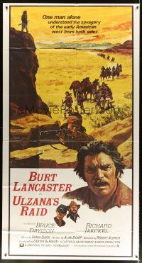 4s848 ULZANA'S RAID int'l 3sh '72 artwork of Burt Lancaster by Don Stivers, Robert Aldrich