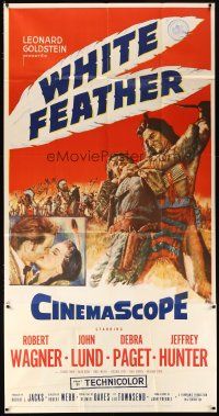 4s869 WHITE FEATHER 3sh '55 art of Robert Wagner & Native American Debra Paget!