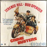 4s245 CRIMEBUSTERS int'l 6sh '79 great art of Terence Hill & Bud Spencer on motorcycle w/sidecar!