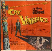 4s246 CRY VENGEANCE 6sh '55 Mark Stevens, film noir, Alaska adventure, cool totem pole art!