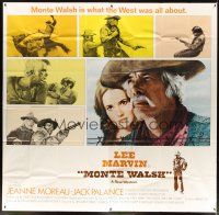 4s275 MONTE WALSH int'l 6sh '70 super close up of cowboy Lee Marvin & pretty Jeanne Moreau!