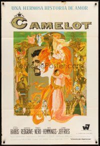 4s132 CAMELOT Argentinean '68 Richard Harris as King Arthur, Redgrave as Guenevere, Bob Peak art!