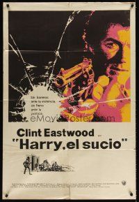 4s145 DIRTY HARRY Argentinean '72 art of Clint Eastwood pointing gun, Don Siegel crime classic!