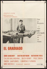 4s161 GRADUATE Argentinean '68 classic image of Dustin Hoffman & Anne Bancroft's sexy leg!