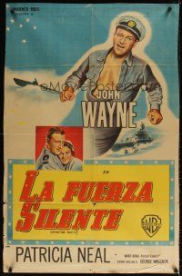 4s186 OPERATION PACIFIC Argentinean '51 great artwork of Navy sailor John Wayne & Patricia Neal!