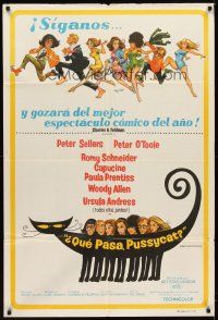 4s219 WHAT'S NEW PUSSYCAT Argentinean '65 Frazetta art of Woody Allen, Peter O'Toole & sexy babes!