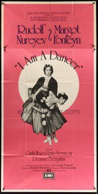 4s012 I AM A DANCER English 3sh '72 Rudolf Nureyev, Margot Fonteyn, cool art of dancing couple!