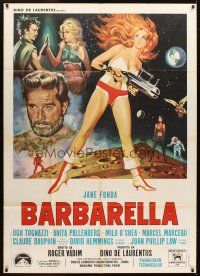 4s329 BARBARELLA Italian 1p '68 sexiest sci-fi art of Jane Fonda by Antonio Mos, Roger Vadim!