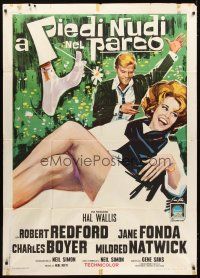 4s330 BAREFOOT IN THE PARK Italian 1p '67 different Brini art of Robert Redford & sexy Jane Fonda!