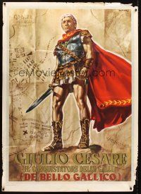 4s343 CAESAR THE CONQUEROR Italian 1p '62 best art of Cameron Mitchell as Julius Caesar by Casaro!