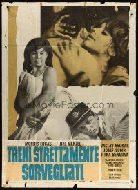 4s351 CLOSELY WATCHED TRAINS Italian 1p '67 classic Czech coming-of-age comedy, different image!