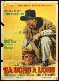 4s365 DEATH RIDES A HORSE Italian 1p '67 cool art of Lee Van Cleef & guy buried up to his head!