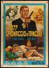 4s377 ESPIONAGE IN TANGIER Italian 1p '65 cool spy artwork by Rodolfo Gasparri!