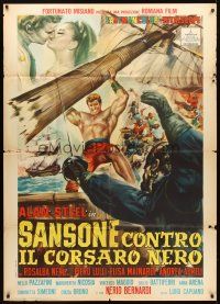 4s401 HERCULES & THE PIRATES Italian 1p '64 Sansone contro il corsaro nero, art of Sergio Ciani!