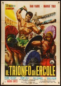 4s402 HERCULES VS. THE GIANT WARRIORS Italian 1p '64 Casaro art of Hercules fighting!