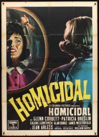 4s405 HOMICIDAL Italian 1p '61 William Castle's story of a psychotic female killer, different art!