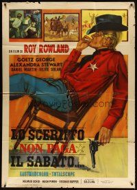 4s433 MAN CALLED GRINGO Italian 1p '65 cool artwork of sheriff Goetz George smoking in chair!