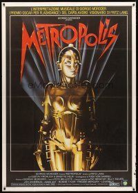 4s440 METROPOLIS Italian 1p R84 Fritz Lang classic, great Nikosey art of robot Brigitte Hem!
