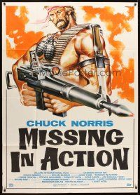 4s441 MISSING IN ACTION 2 Italian 1p '85 different art of action hero Chuck Norris by Symeoni!