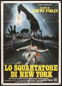 4s448 NEW YORK RIPPER Italian 1p '82 Lucio Fulci, cool art of killer & dead female victim!