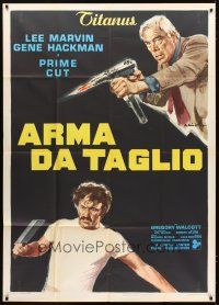 4s461 PRIME CUT Italian 1p '72 Lee Marvin w/machine gun, Gene Hackman w/cleaver, Ciriello art!