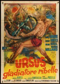 4s463 REBEL GLADIATORS Italian 1p '63 Ursus, il gladiatore ribelle, sword & sandal art by Tarquini