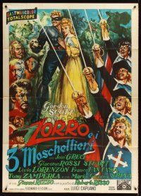 4s534 ZORRO & THE 3 MUSKETEERS Italian 1p '64 Tarquini art of the classic swashbucklers together!
