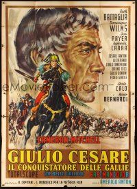 4s031 CAESAR THE CONQUEROR Italian 2p '62 best art of Cameron Mitchell as Julius Caesar by Casaro!