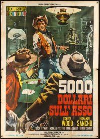 4s048 FIVE THOUSAND DOLLARS ON ONE ACE Italian 2p '66 cool art of gunfight at poker game by Casaro