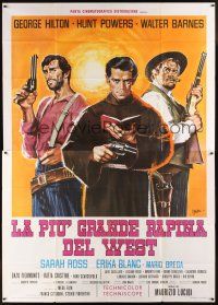 4s056 HALLELUJA FOR DJANGO Italian 2p '67 cool art of cowboys & priest with gun by Symeoni!