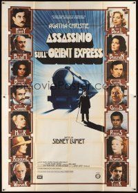 4s073 MURDER ON THE ORIENT EXPRESS Italian 2p '74 great different art of train & top cast!