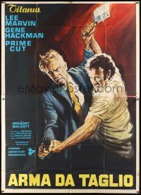 4s078 PRIME CUT Italian 2p '72 cool different art of Lee Marvin & Gene Hackman fighting!