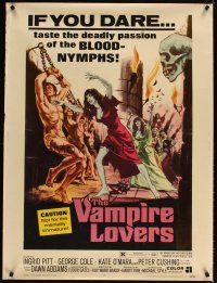 4t011 VAMPIRE LOVERS 30x40 '70 Hammer, taste the deadly passion of the blood-nymphs if you dare!