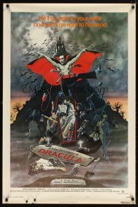 4t143 ANDY WARHOL'S DRACULA style B 1sh '74 cool art of vampire Udo Kier as Dracula by Barr!
