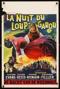 4t293 CURSE OF THE WEREWOLF Belgian '61 Hammer, art of Oliver Reed in title role holding woman!
