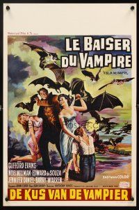 4t309 KISS OF THE VAMPIRE Belgian '63 Hammer, art of giant devil bats summoned from Hell!