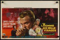 4t313 MAN OF A THOUSAND FACES Belgian '57 cool art of James Cagney as Lon Chaney & in disguise!
