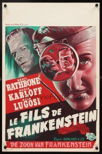 4t324 SON OF FRANKENSTEIN Belgian R50s art of Boris Karloff as the monster, Basil Rathbone!