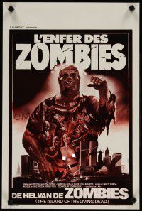 4t334 ZOMBIE Belgian '79 Lucio Fulci, cool art of zombie horde heading to New York City!