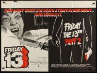 4t345 FRIDAY THE 13TH/FRIDAY THE 13TH PART II British quad '81 classic horror double-bill!