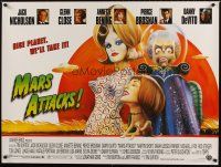 4t348 MARS ATTACKS! DS British quad '96 directed by Tim Burton, great sci-fi art by Philip Castle!