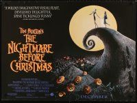 4t354 NIGHTMARE BEFORE CHRISTMAS advance British quad '93 Tim Burton, Disney, Halloween horror!