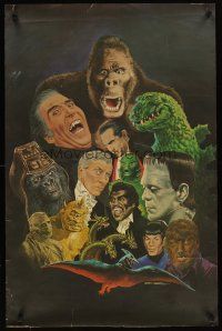 4t008 GRAY MORROW MONSTERS commercial poster '70s great artwork of most classic monsters!