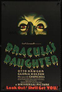 4t478 DRACULA'S DAUGHTER S2 recreation 1sh 2000 Gloria Holden in title role, great close-up art!