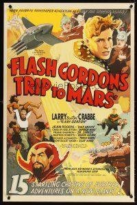 4t479 FLASH GORDON'S TRIP TO MARS S2 recreation 1sh 2001 stone litho art for this sci-fi serial!