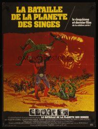 4t419 BATTLE FOR THE PLANET OF THE APES French 23x32 '73 sci-fi art of war between apes & humans!