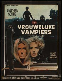 4t421 DAUGHTERS OF DARKNESS French 23x32 '71 sexy vampires, cool image of bloody straight razor!