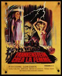 4t436 FRANKENSTEIN CREATED WOMAN French 15x21 '67 cool art of Peter Cushing & Susan Denberg!