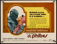 4t017 ABOMINABLE DR. PHIBES 1/2sh '71 Vincent Price, love means never having to say you're ugly!