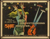 4t018 ASTOUNDING SHE MONSTER 1/2sh '58 art of evil, beautiful & deadly creature from the stars!